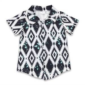NEW AIER WHOLESALE kids aztec western button up top in teal
